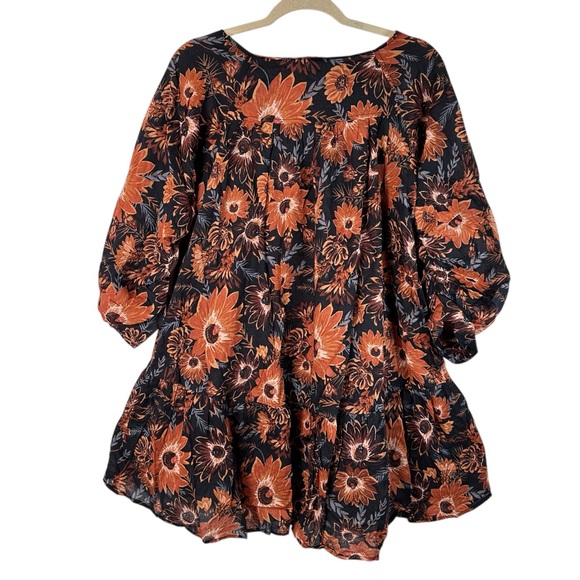 Happy Nature Floral Dress Size S Boho Tiered Ruffle Long Sleeve Mini Casualcore - Picture 7 of 14